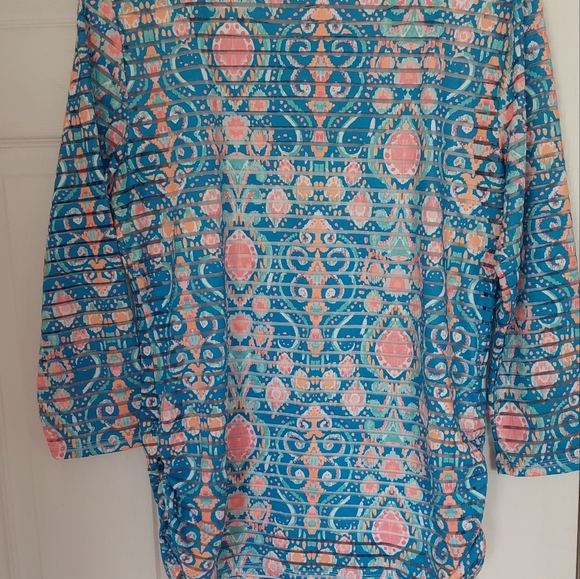 Ruby Rd. Woman's Multicolor Striped Stretch Scoop Neck 3/4 Sleeve Blouse Size S - Picture 6 of 15